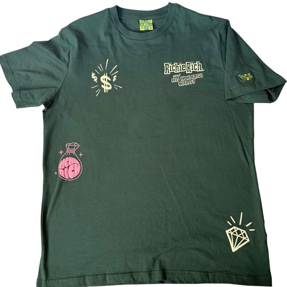 Richie Rich x Shoe Palace "Wonderful Wallet" Grpahic Tee Men's Large Green